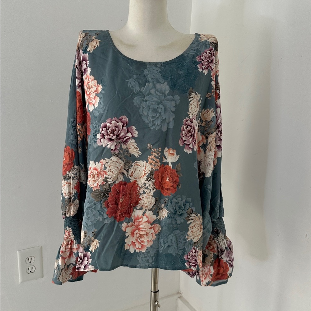 Jade Johnny Was Silk Geles Blouse Size Large